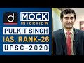 Pulkit Singh, Rank - 26, IAS - UPSC 2020 - Mock Interview I Drishti IAS English