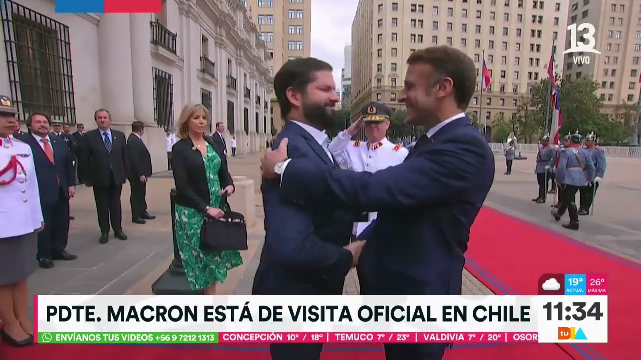 Así fue la llegada del presidente de Francia, Emmanuel Macron, a La Moneda  | Tu Día | Canal 13