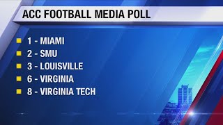 Miami picked to win ACC Football Title....Virginia 6th and Virginia Tech 8th