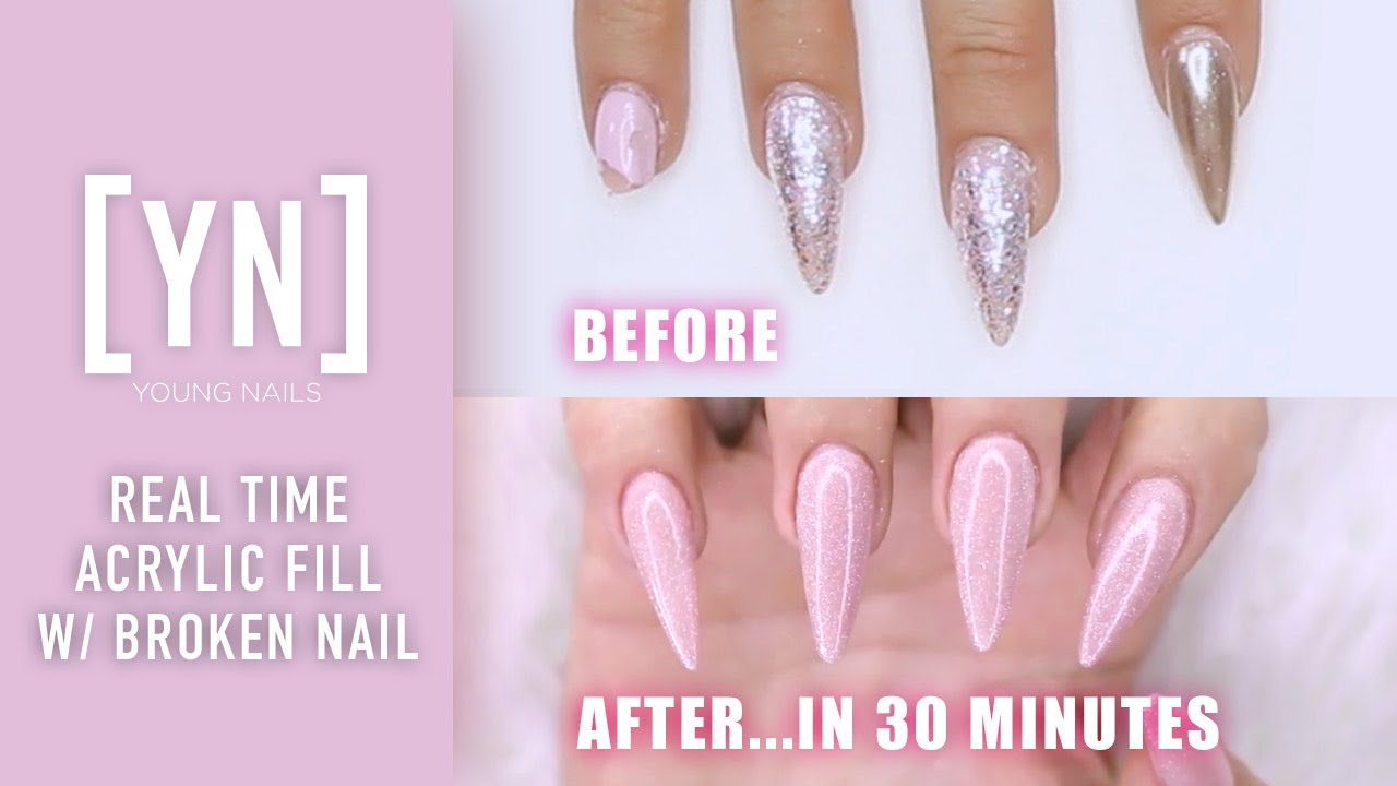 Acrylic Fill with Broken Nail PLUS Color and Design Change in 30 Minutes -  YouTube