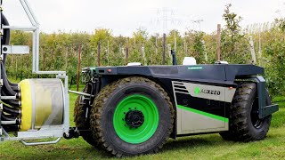 New AgXeed HSS robot is driving in between fruit trees!