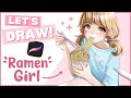 DRAW WITH ME - Ramen Anime Girl | Cozy Procreate Speedpaint!
