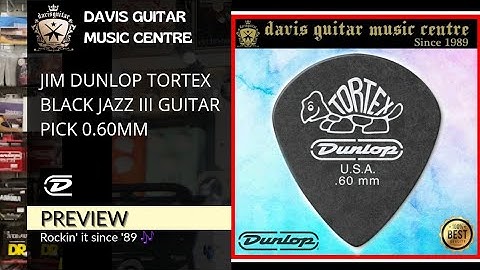 Jim Dunlop Tortex Black Jazz III Guitar pick 0.60mm Made in USA Preview | Guitar Accessories Preview