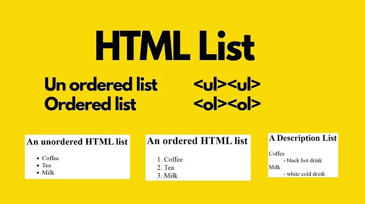 All Types Of HTML LIST || Information of Ul, Ol, and Discription LIST  Ordered list, Unordered list.