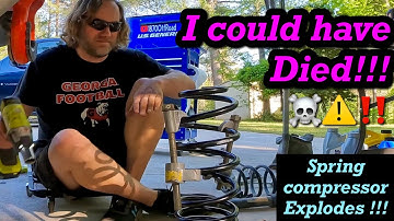 Coil spring compressor failure ☠️⚠️. Potentially deadly, Serious injury accident. near miss