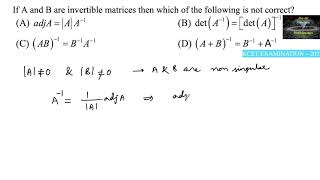If A and B are invertible matrices then which of the following not correct|KCET|2021|CBSE|MCQ|TERM 1