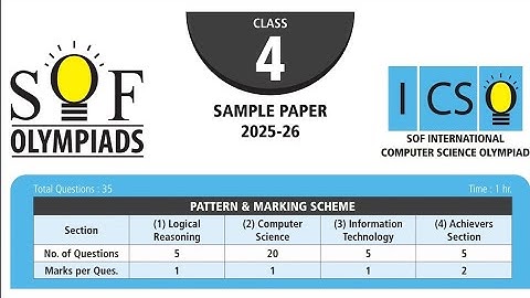 ICSO Computer Science Olympiad Class 4 Sample Paper 2025-26