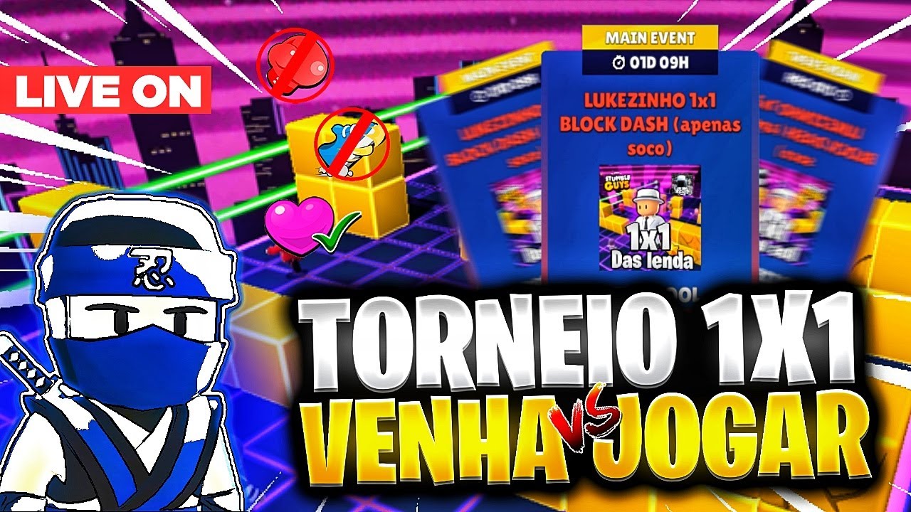 MEU TORNEIO FULL BLOCK DASH LENDARIO 🔥 FULL SOCO E 2x2 🔥 STUMBLE GUYS  LIVE AO VIVO AGORA 