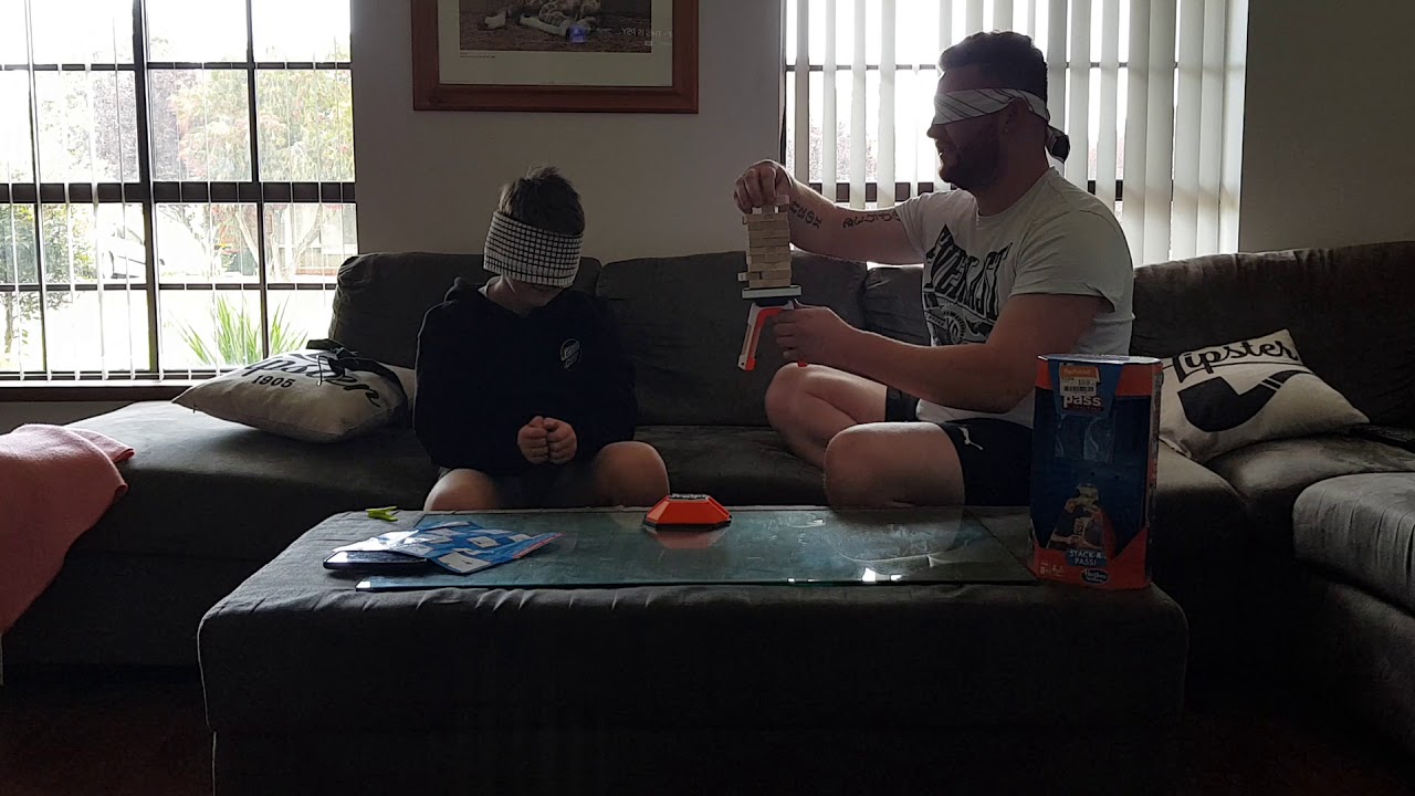 Blind jenga pass challenge