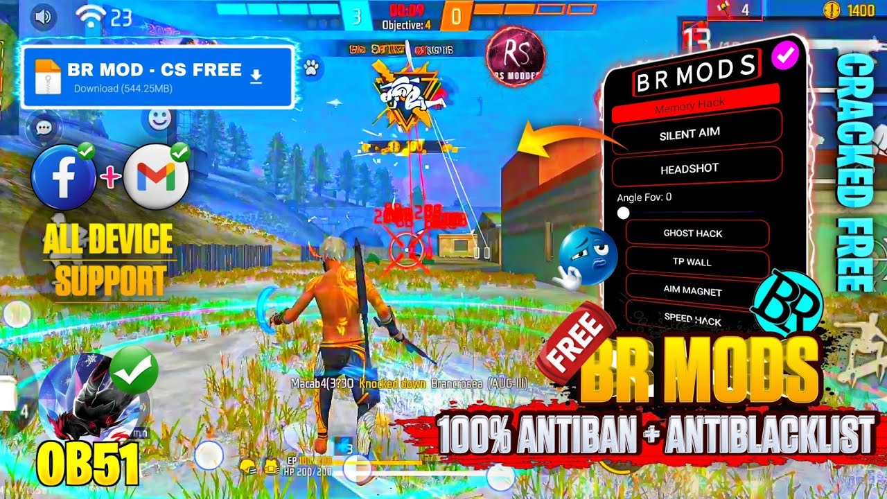 ⚡Free Fire OB52 AIM kill mod menu free☠️new rank season FF hack🔥BR MOD,HAXX-CKER PRO V11, HG CHEAT⚔️