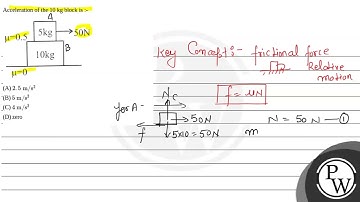 41. Acceleration of the \( 10 \mathrm{~kg} \) block is :- (1) \( 2.5 \mathrm{~m} / \mathrm{s}^{2....