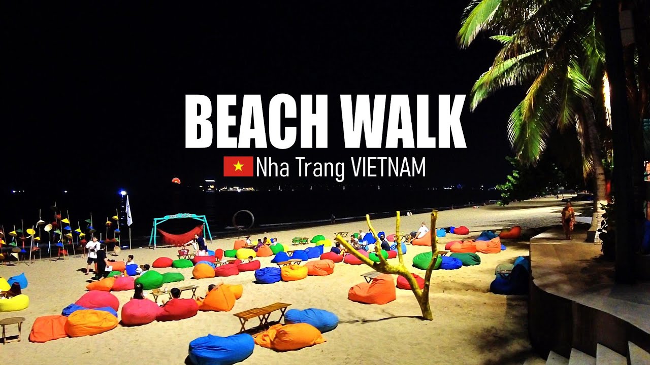Relaxing Night Walk at Nha Trang Beach - Vietnam 🇻🇳 – Virtual Walking Tour [4K]