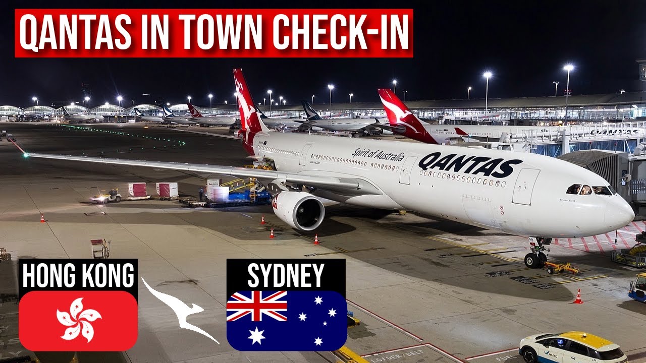 QANTAS A330 ECONOMY Class from Hong Kong to Sydney (In Town Check-in)
