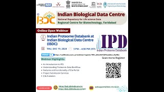 Open Webinar 6: Indian Proteome Databank at Indian Biological Data Centre (IBDC)