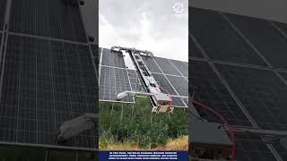 Autonomous machine cleaning solar panels for peak energy production #satisfying #shorts