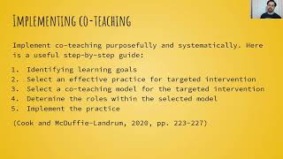 Benefits, Challenges and Implementation Strategies for Co-Teaching