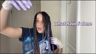 bleaching my hair and dyeing it purple....