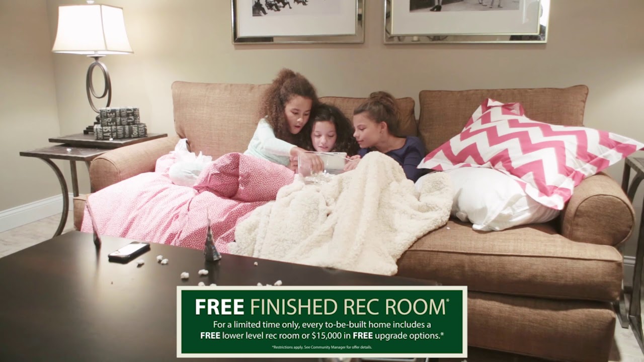 Free Finished Lower Level Rec Room from Payne Family Homes