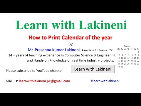 How to Print Calendar of the year using Python || Learn with Lakineni