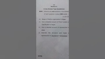 VBSPU M.Sc. (Ist Semester)Botany IIIrd Paper Phycology 2024 PYQ