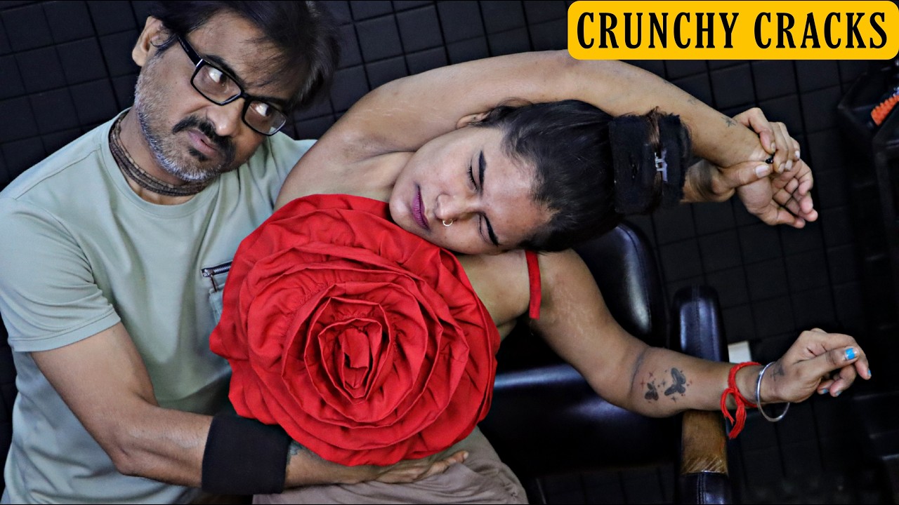 Girl Received Thai Massage | Neck, Shoulder & Back Massage with Cream | Head Massage ASMR