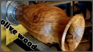 wood turning olive wood vase