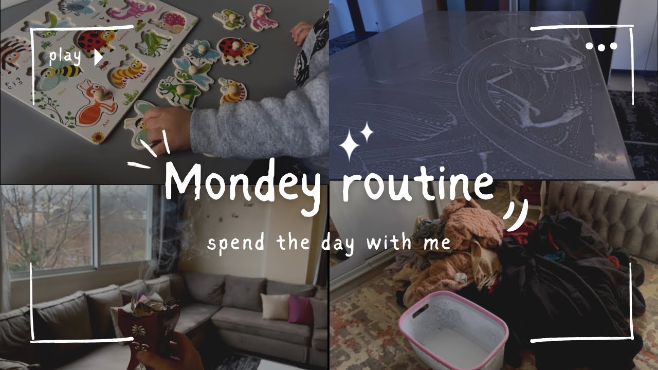 	روتين أم ليوم الاثنين | تنظيف، ترتيب ووقت مع بنتي🎀