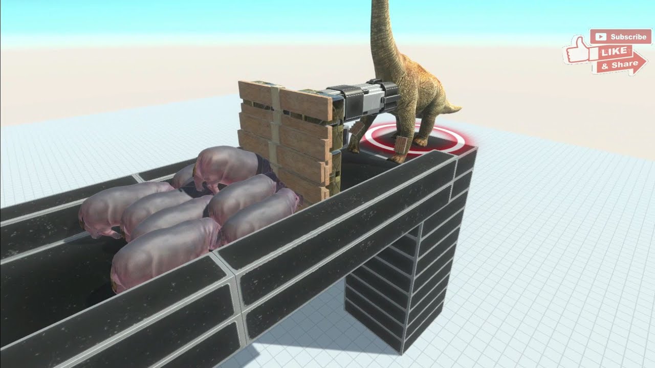 Brachiosaurus and the Push of animals. - Animal Revolt Battle Simulator (ARBS)