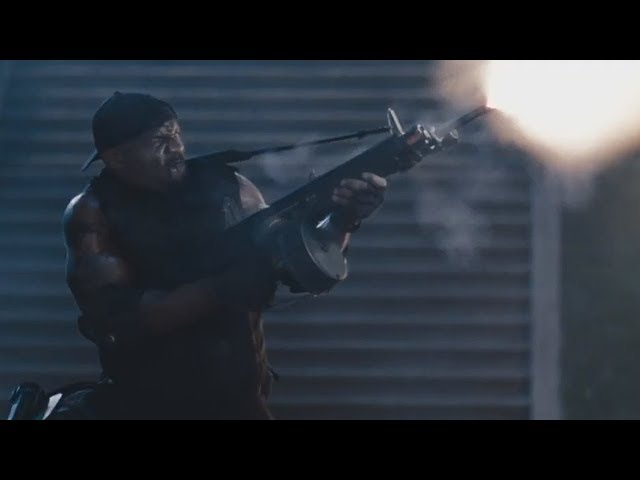 Hale Caesar (Terry Crews) Shotgun AA 12 Scene | The Expendables (2010) class=