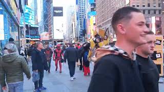 Walking tour from 42nd ST \& Avenue of the Americas(Sixth Avenue) TO Times Square 47th ST \& 7th Ave.