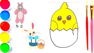 HOW TO DRAW A EASTER EGG  CHICK | EASY STEP BY STEP | CUTE DRAWING