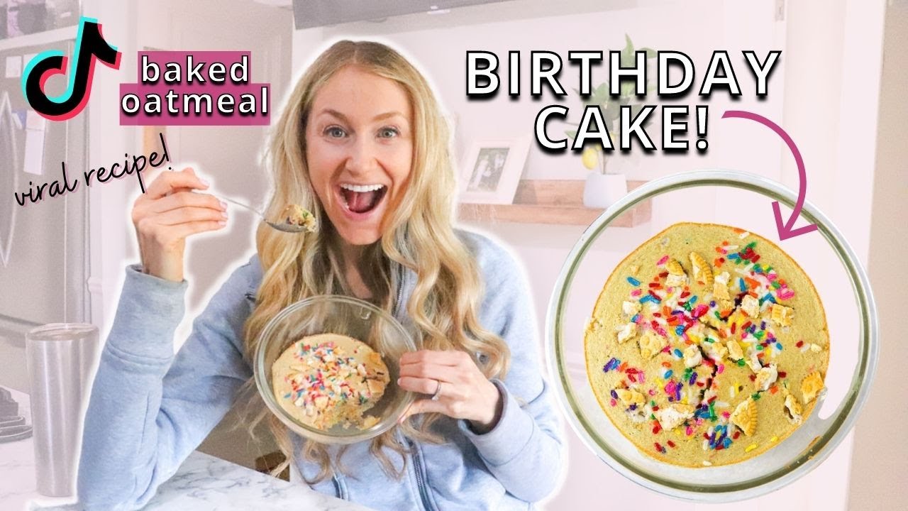 Birthday Cake Baked Oatmeal Cake! The BEST spin on the TikTok Baked