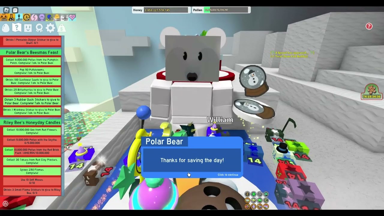 Bee Swarm Simulator - Finishing Polar Bear's Beesmas Feast