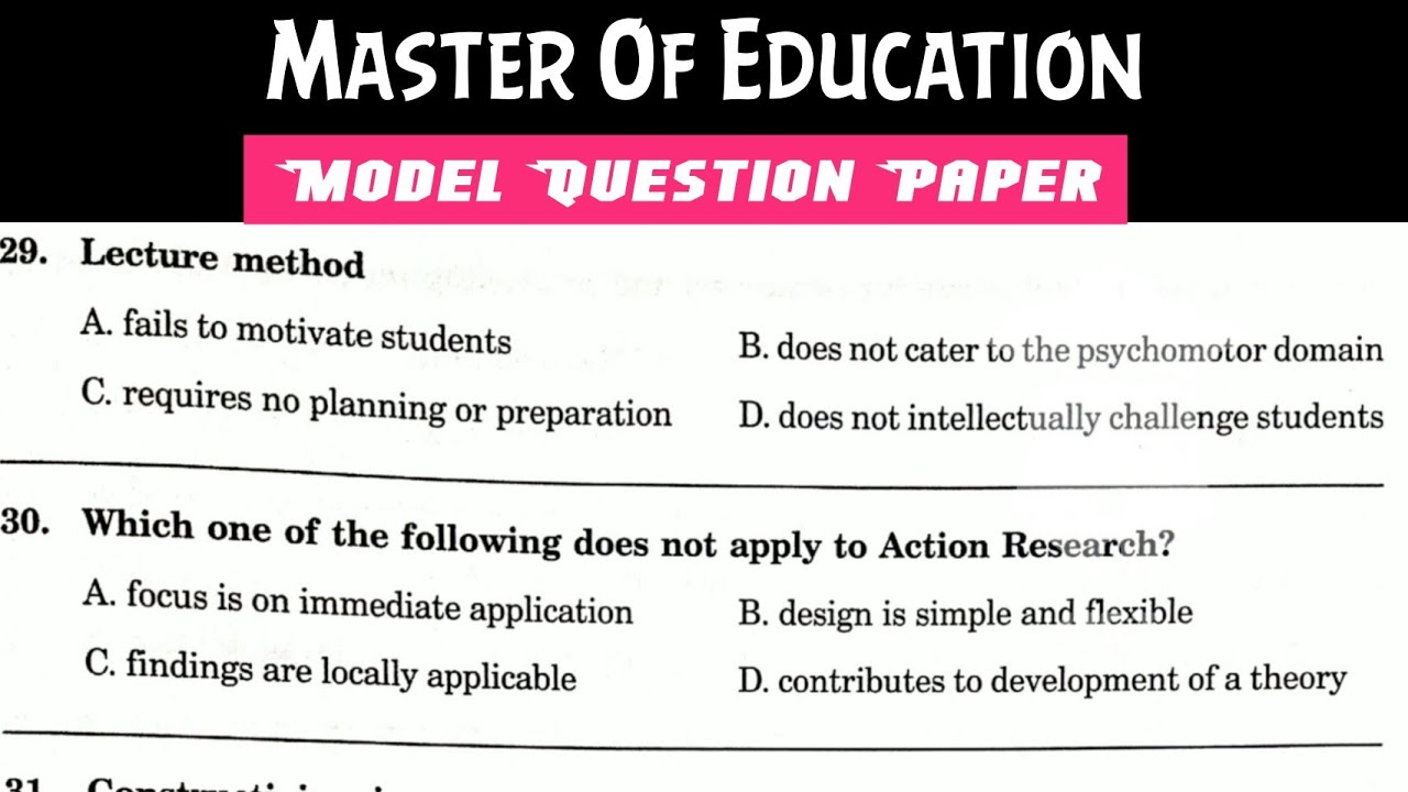 Master of Education Entrance Question Paper (Model ) | M.ED Entrance Question Paper | MG University