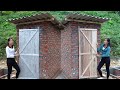 Timelaps 120 days alone building house farm flower tiled start to finish build toilet wc