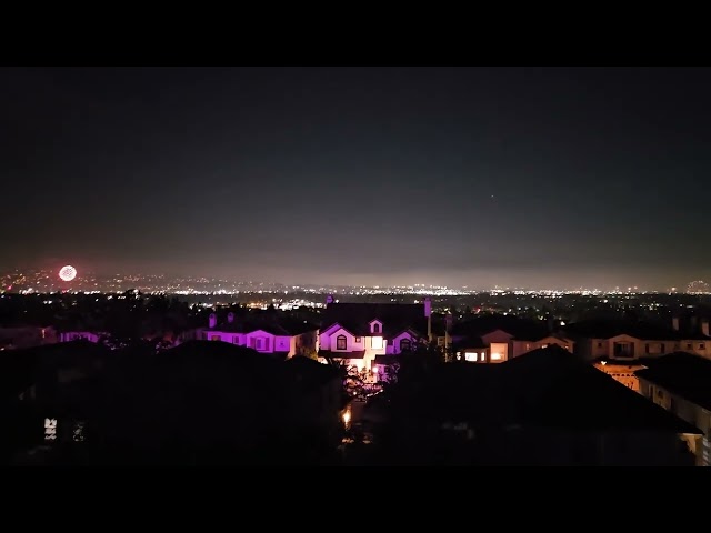July 4th fireworks horizon to horizon from 18754 Turfway Pk in Yorba Linda.