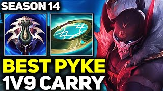 RANK 1 BEST PYKE IN THE WORLD 1V9 CARRY GAMEPLAY! | Season 14 League of Legends