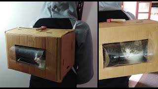 como hacer una CAJA  de transporte para mascotas FACIL con material reciclado  maleta para gatos