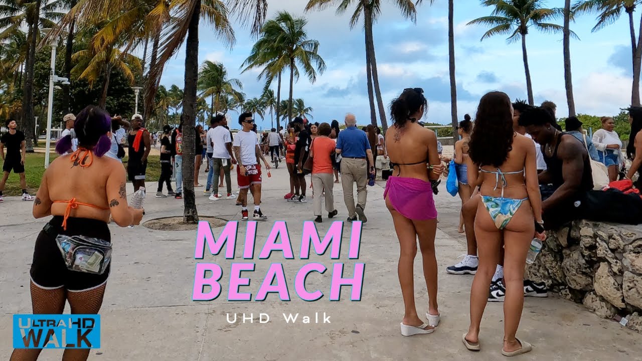 🇺🇸 Spring Break at Miami beach walk | beach walk 4k