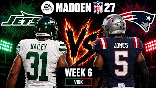 Jets vs Patriots Week 6 Simulation | Madden 27 Draft Rosters