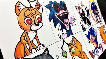 Drawing FNF - Tails Doll Full Week V2 / Sonic.EXE / Triple Trouble (Xenophanes) / Lord X