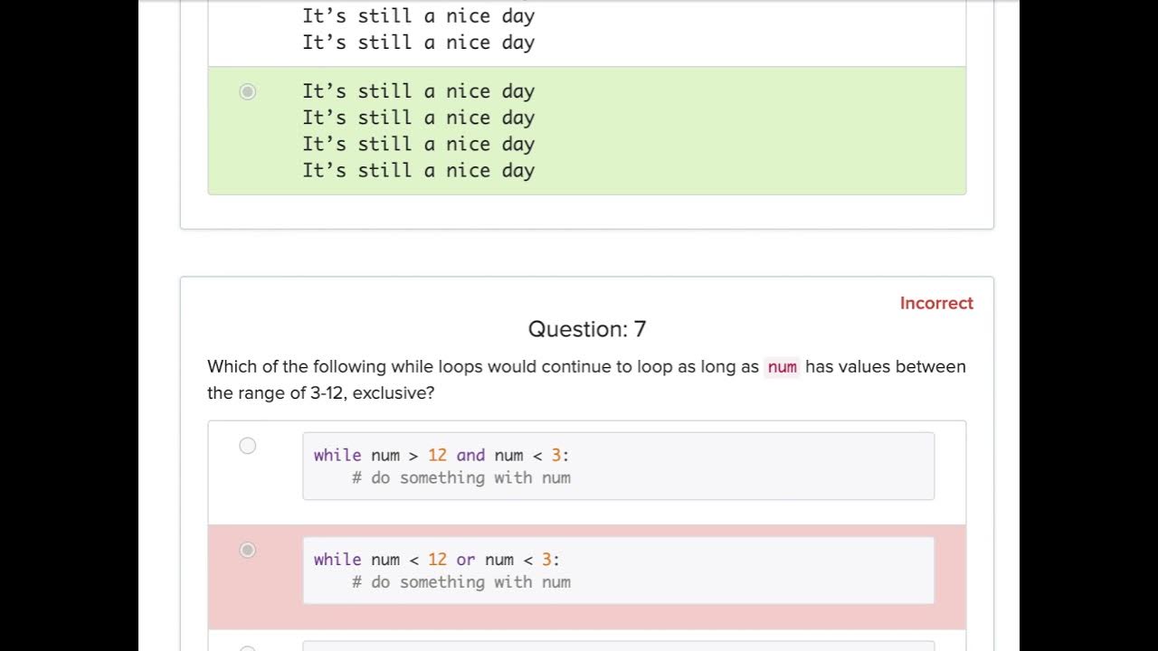 Python 3 looping unit 5 quiz answers youtube