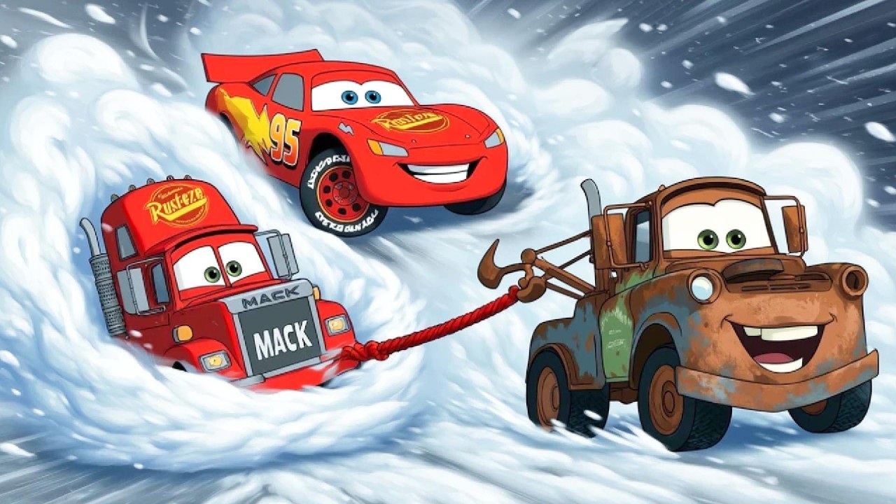 Mater Rescues McQueen & Mack From a GIANT Snow Wave ❄️🚗Crazy Winter Escape | Cars Toons 2D Animation