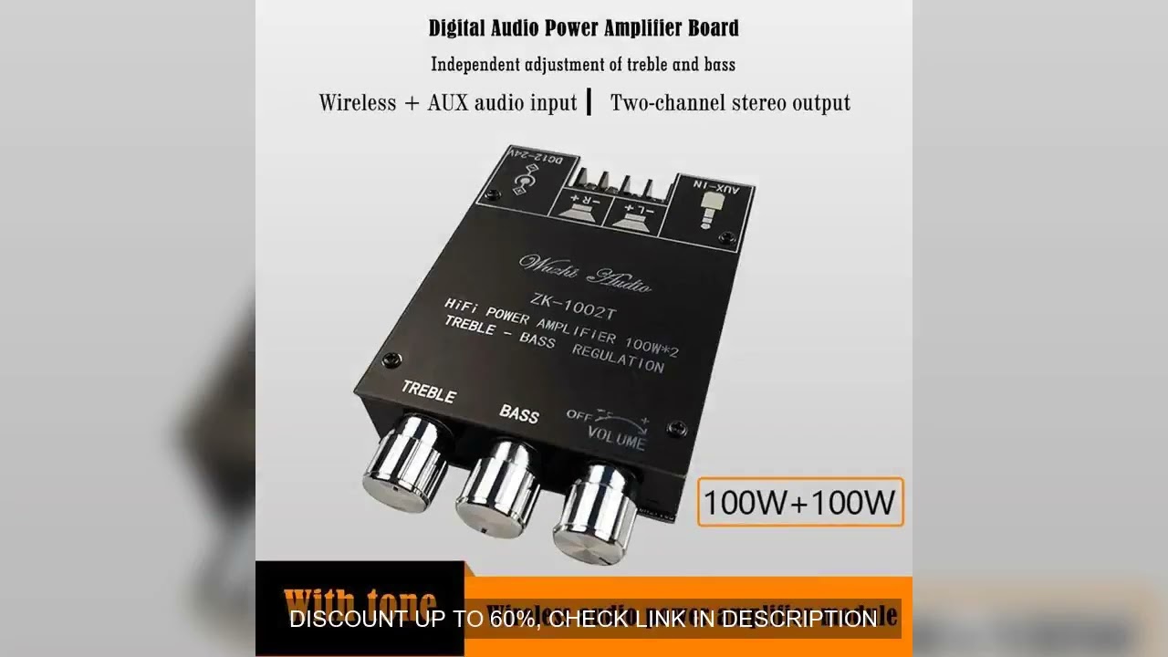 ZK-1002T CS8673E Bluetooth 5.0 HIFI 2.0 Channel Power Audio Stereo Amplifier Board 2*100W Module TRE