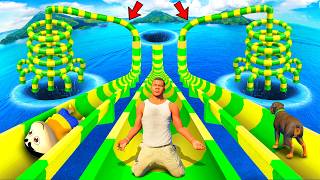 SHINCHAN AND FRANKLIN FOUND MULTI RING PIPES WATER SLIDE PRIZE CHALLENGE IN GTA 5 screenshot 2