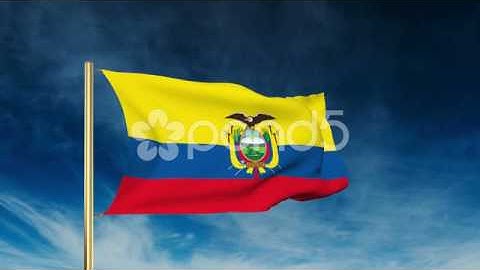 Ecuador Flag Slider Style. Waving In The Win With Cloud Background Animation
