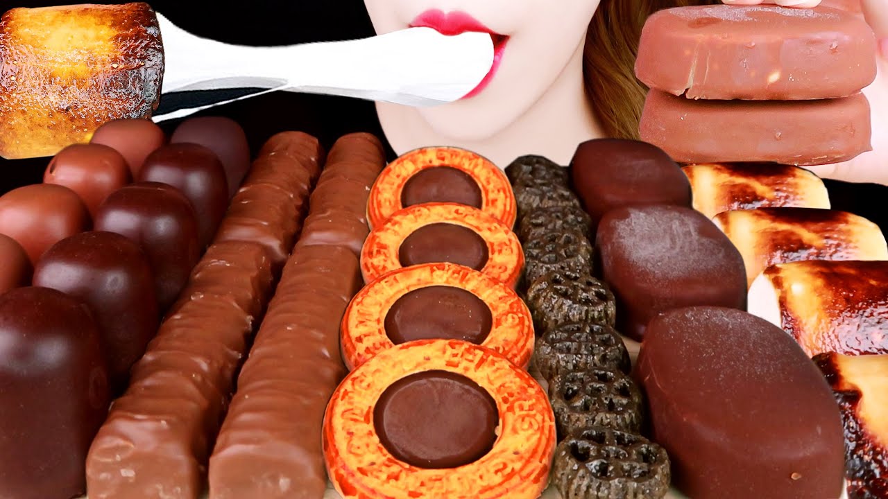 ASMR GRILLED GIANT MARSHMALLOW, CHOCOLATE COVER MARSHMALLOW, ICE CREAM EATING SOUNDS MUKBANG 먹방 咀嚼音