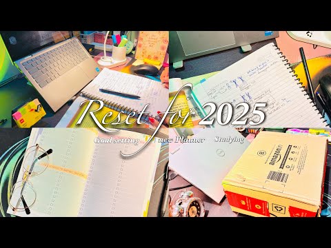 Study Vlog ‎‧₊˚💌 GOALS setting, got a Planner, unboxing, studying!