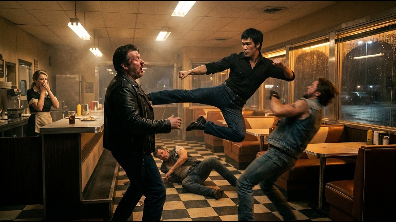 Waitress Was Alone With 3 Bikers at Closing Time — Bruce Lee Stood Up — 18 Seconds All 3 Down