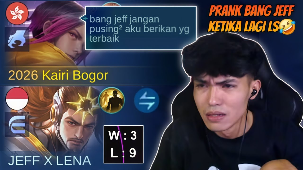 PRANK STREAMER KETIKA LAGI LOSE STREAK🤣 REAKSI BANG JEFF DOMINIC LIAT LING KAIRI BOGOR !! MLBB